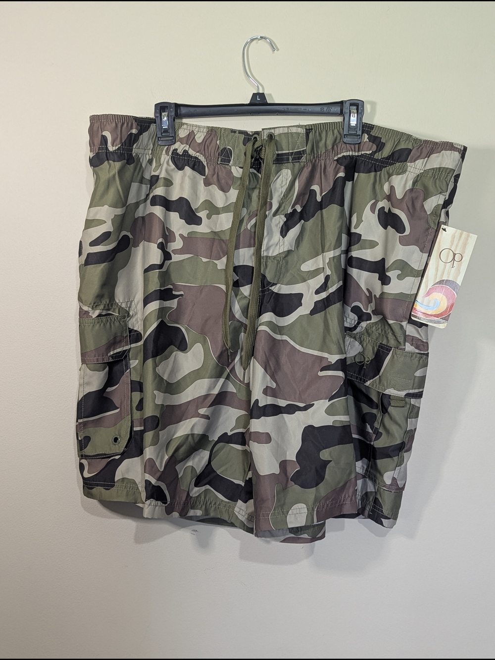 OP Camo Cargo Shorts Mens 3XL Desert Camouflage Drawstring Elastic Waist NWT